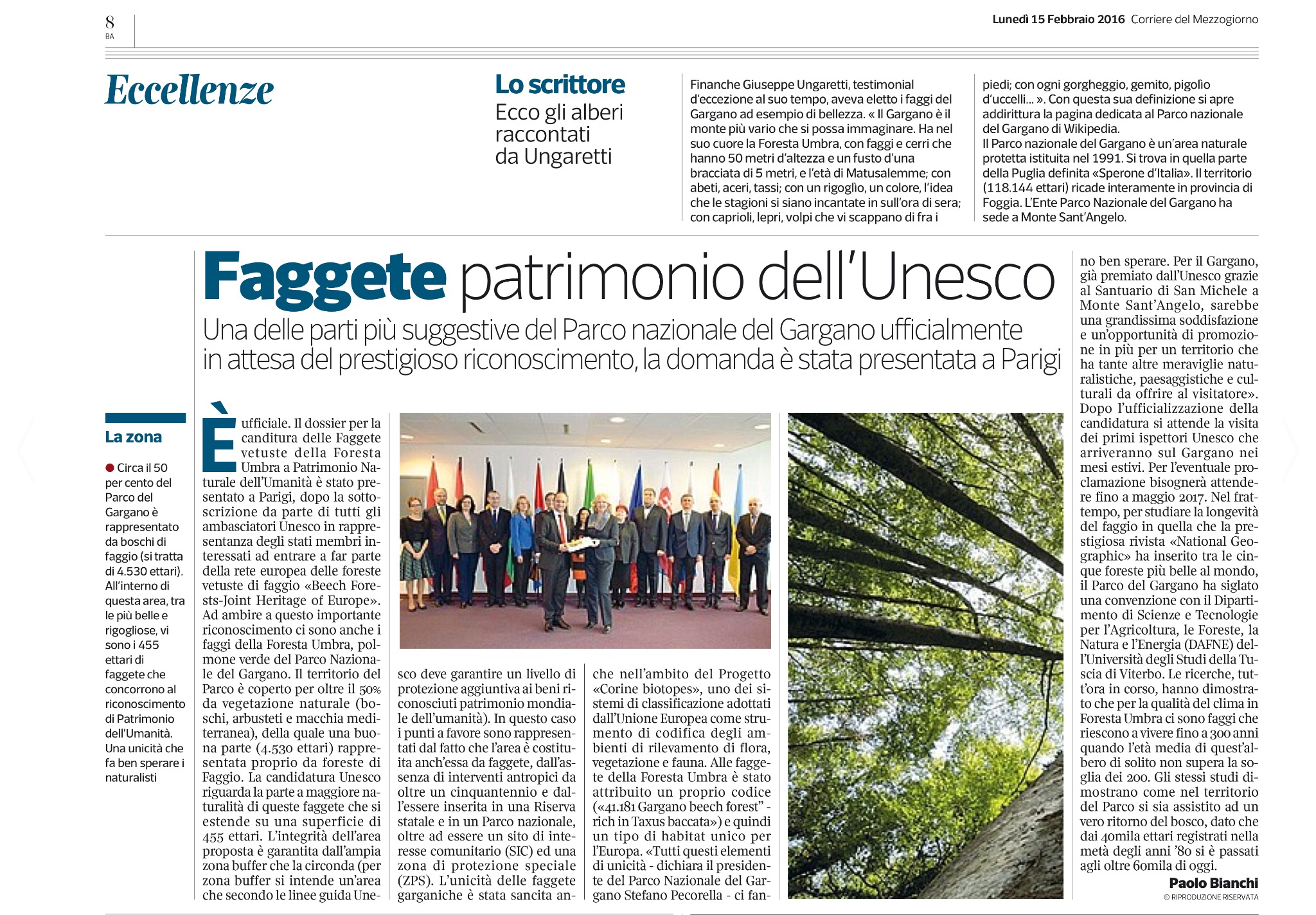 Sul Corriere della Sera le Faggete candidate Unesco
