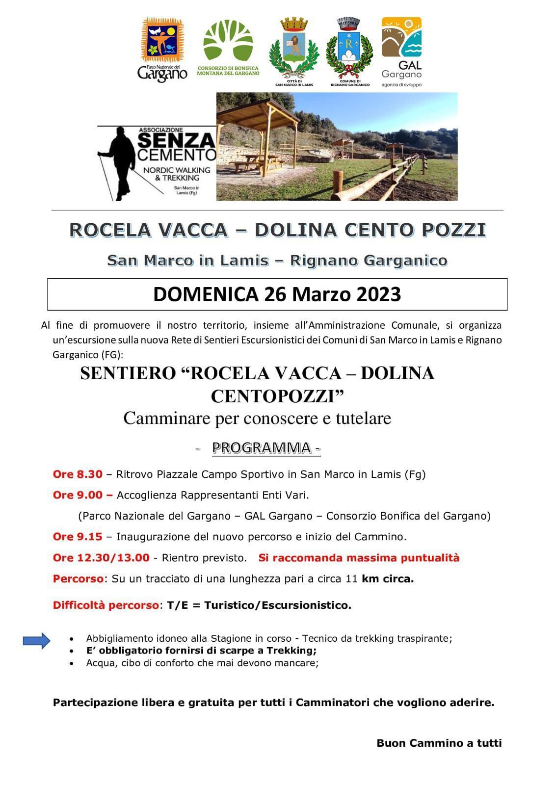 Domenica 26 marzo escursione in programma sulla nuova Rete sentieristica Rocela Vacca Centopozzi